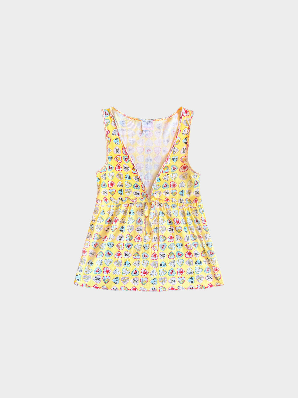 Chanel SS 2006 Yellow Hearts Motif Tank Top