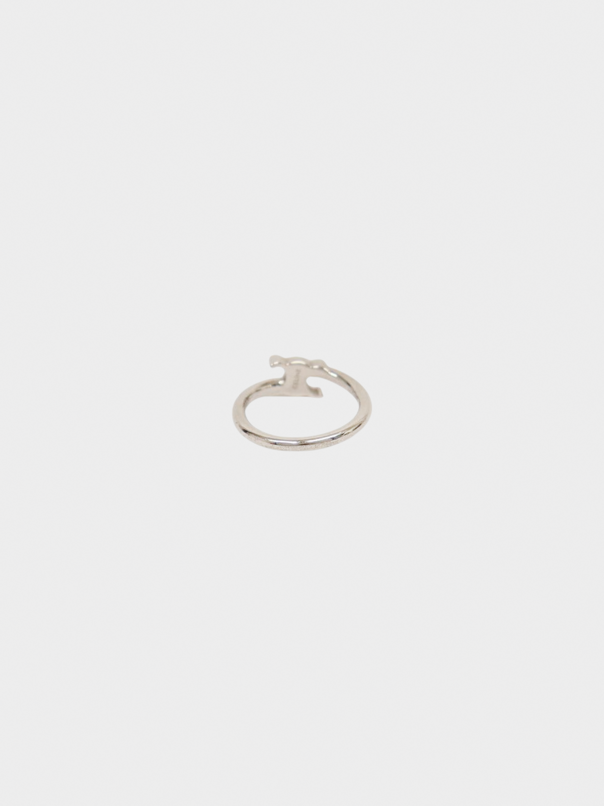 Celine 2010s Silver Triomphe Asymmetric Ring