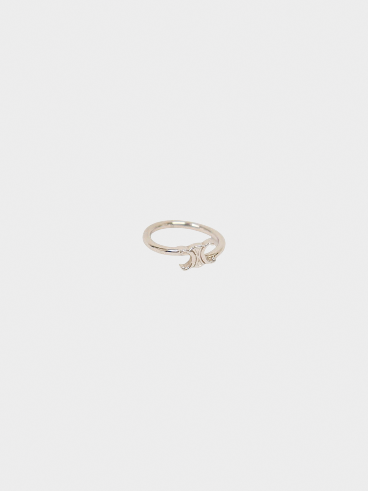 Celine 2010s Silver Triomphe Asymmetric Ring