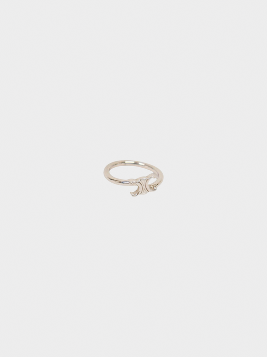 Celine 2010s Silver Triomphe Asymmetric Ring