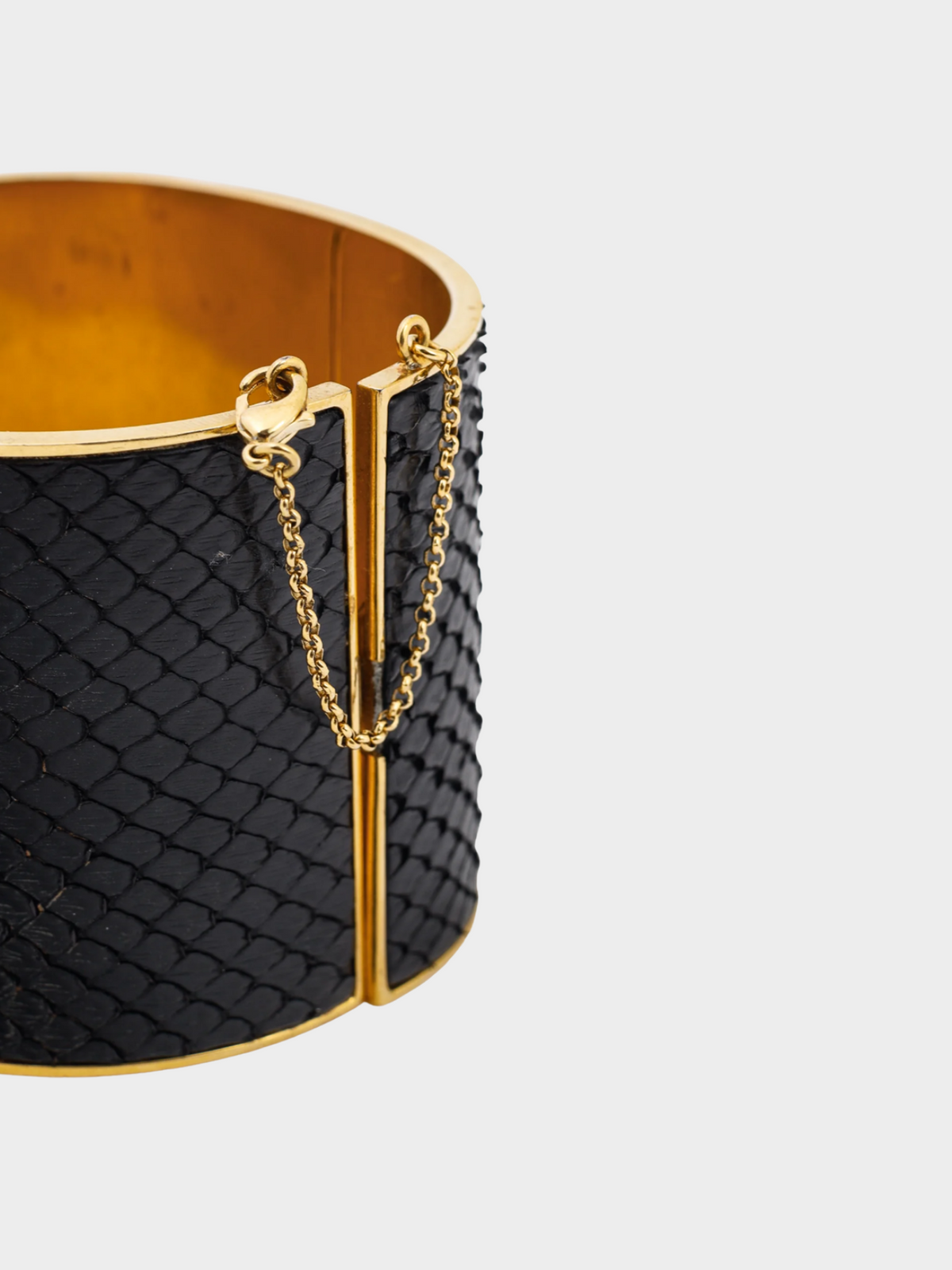 Celine 2000s Black Snakeskin Wide Cuff