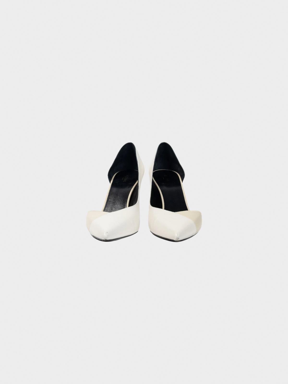 Celine 2010s Ivory and Beige Two-Tone Pointed-Toe D'Orsay Pumps