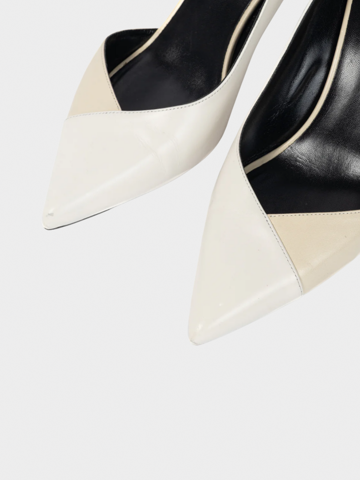 Celine 2010s Ivory and Beige Two-Tone Pointed-Toe D'Orsay Pumps