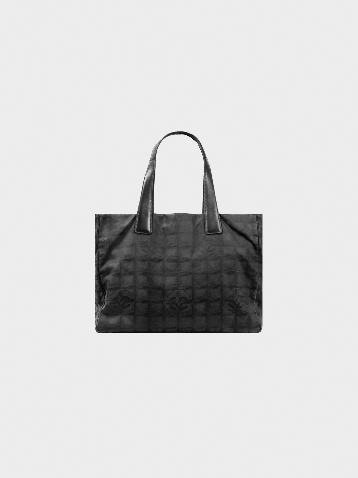 Chanel 2000s Travel Line Black Nylon CC-Jacquard Tote