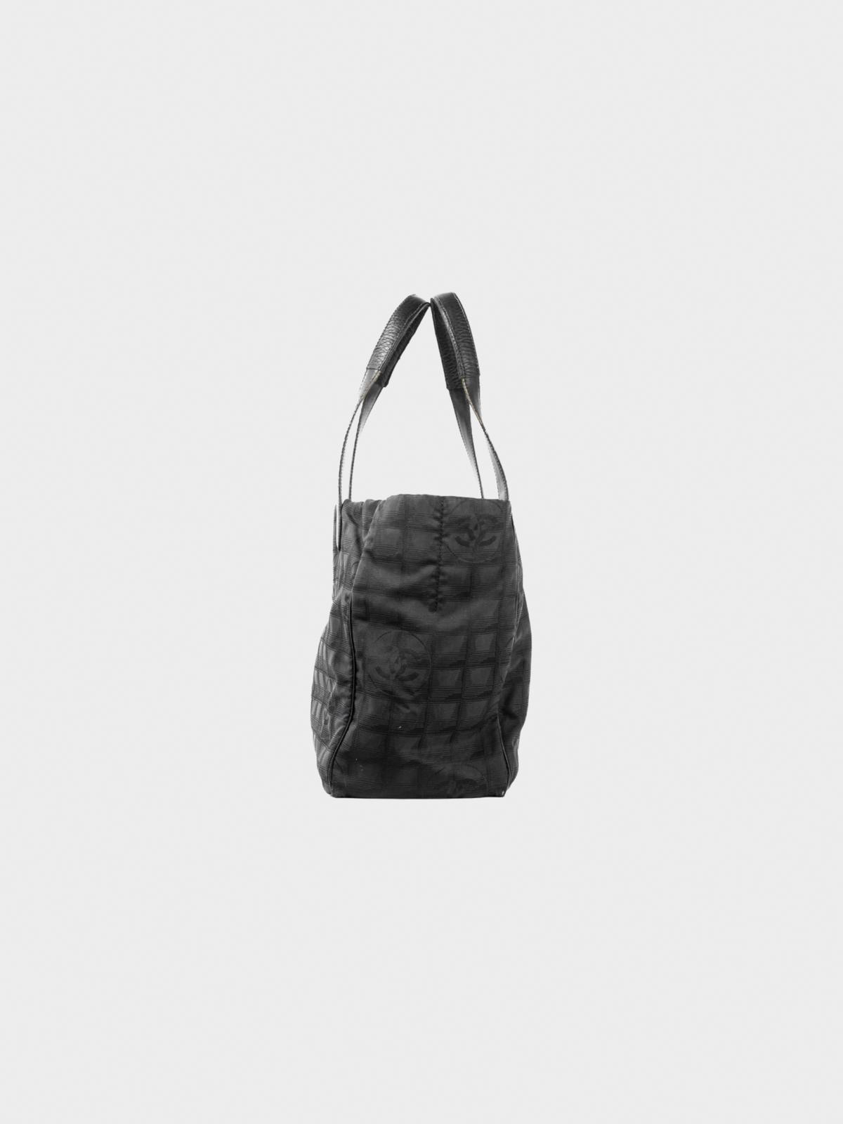 Chanel 2000s Travel Line Black Nylon CC-Jacquard Tote