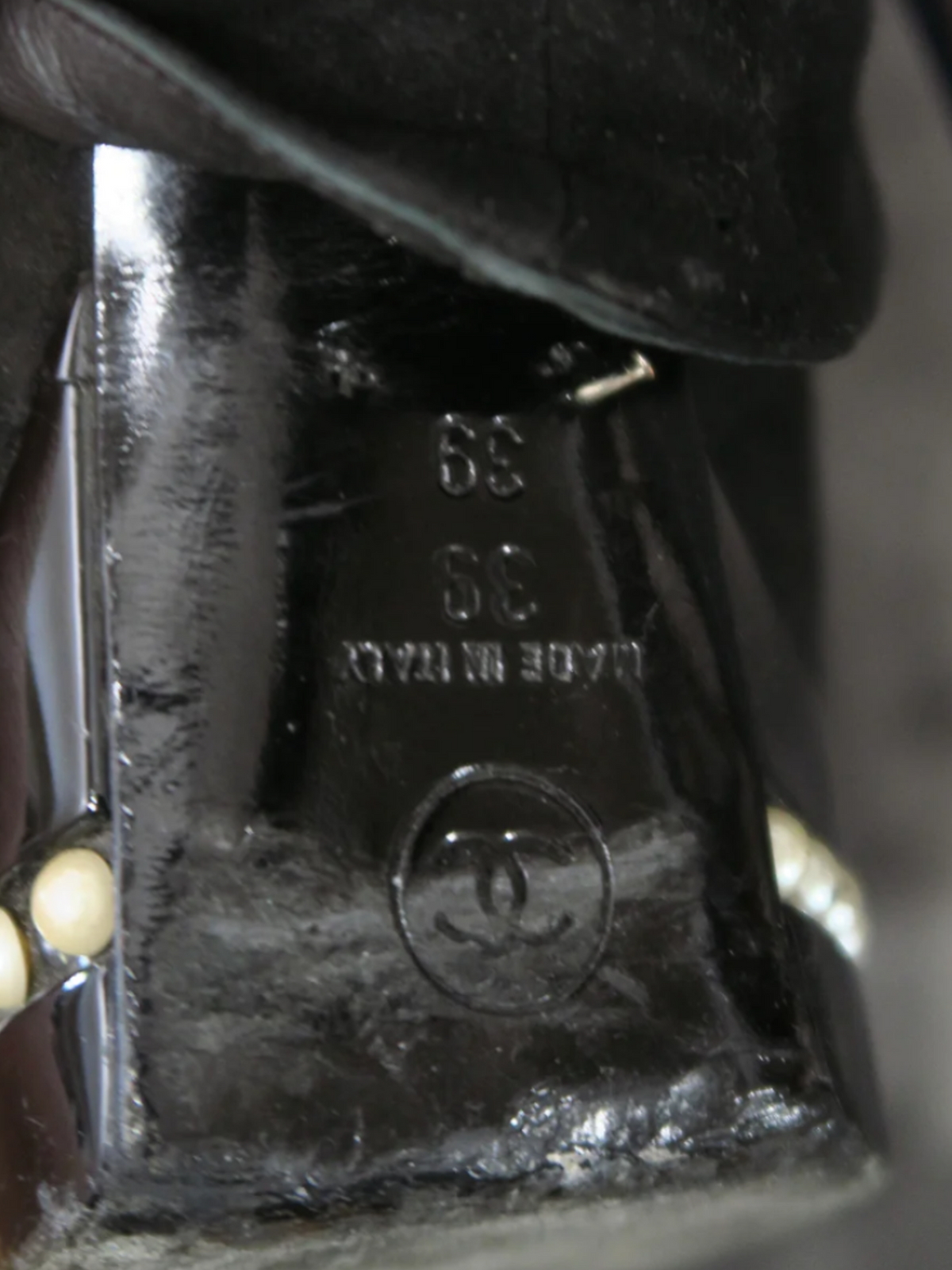 Chanel Pre-Fall 2009 Paris-Moscow Black Suede Open Toe Faux Pearl Pumps