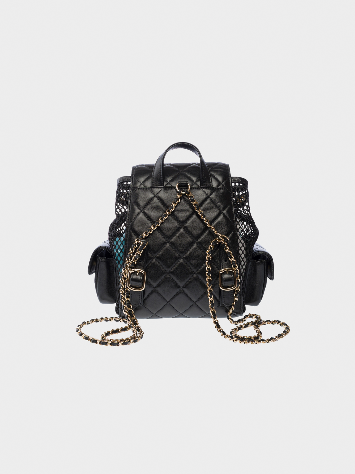 Chanel SS 2025 Black Leather Mesh Backpack