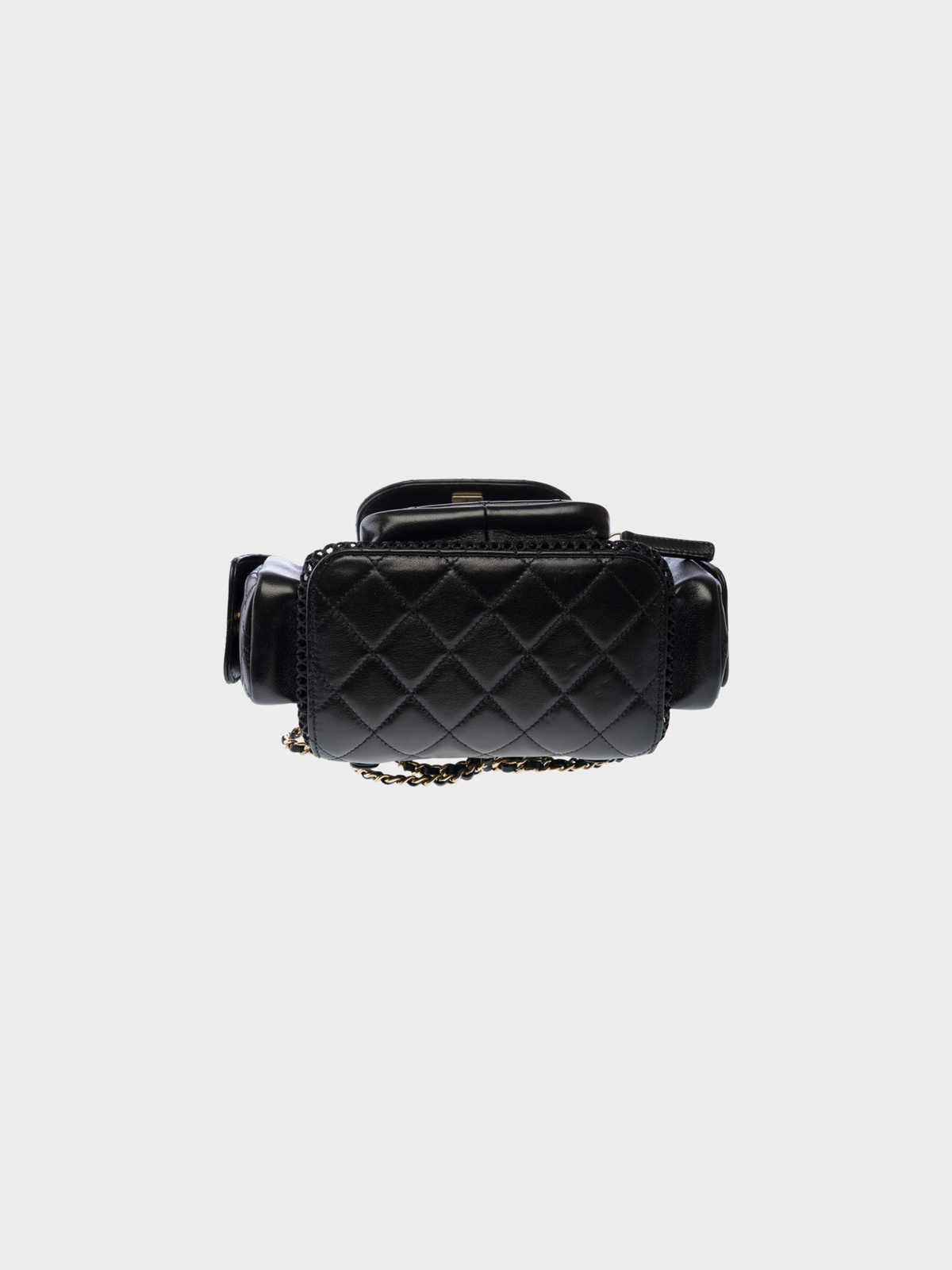Chanel SS 2025 Black Leather Mesh Backpack