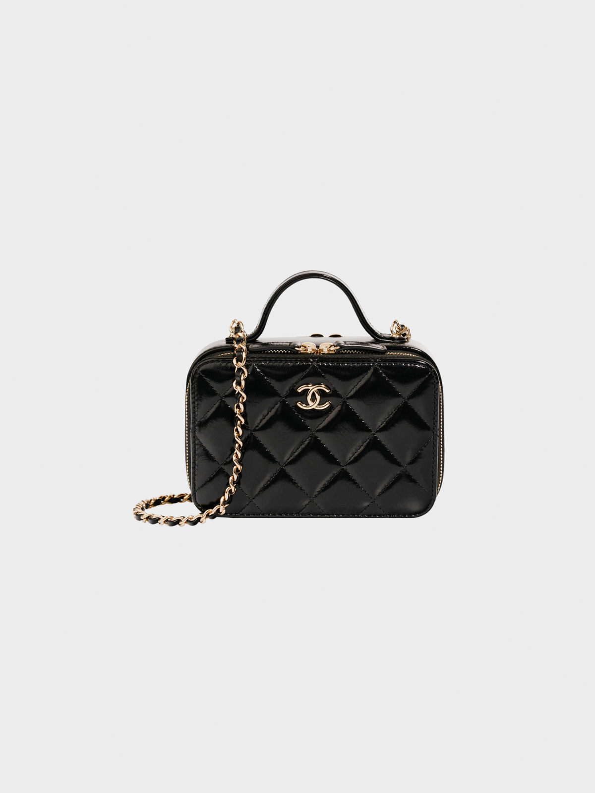 Chanel 2000s Black Patent Vanity Bag