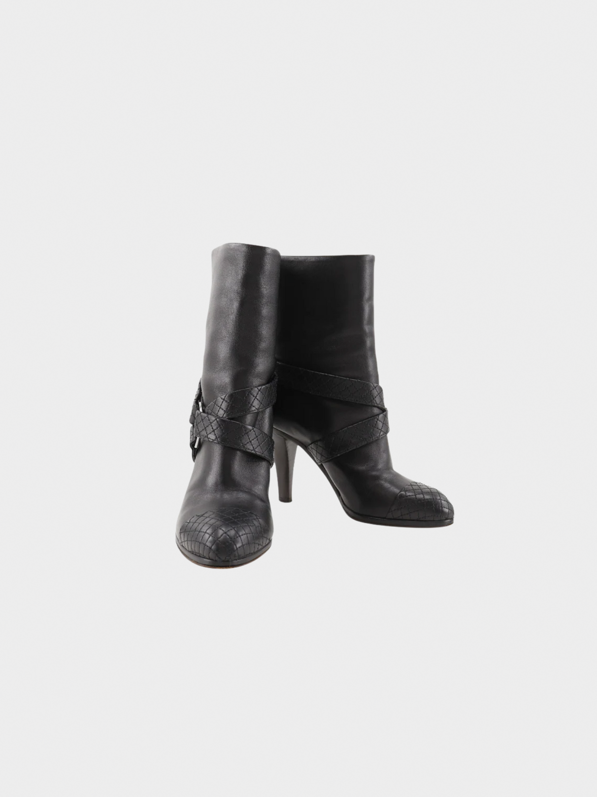 Chanel 2010s Black Matelasse Leather Coco Mark Boots