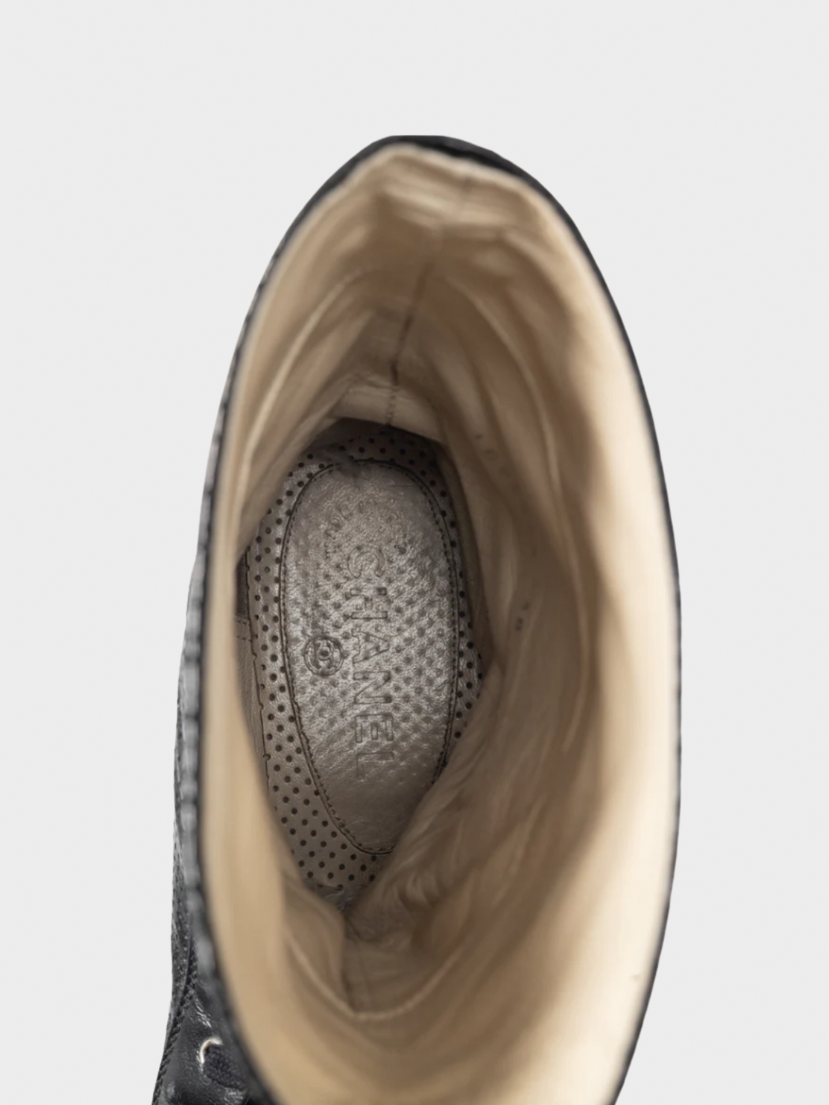 Chanel 2010s Black Perforated Leather Sneaker Boots
