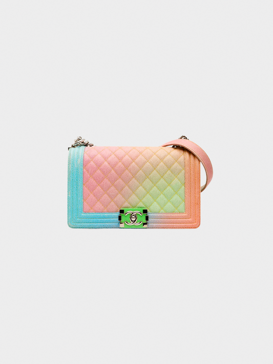 Chanel by Karl Lagerfeld Resort 2017 Rainbow Caviar Coco Cuba Small Boy Flap Bag