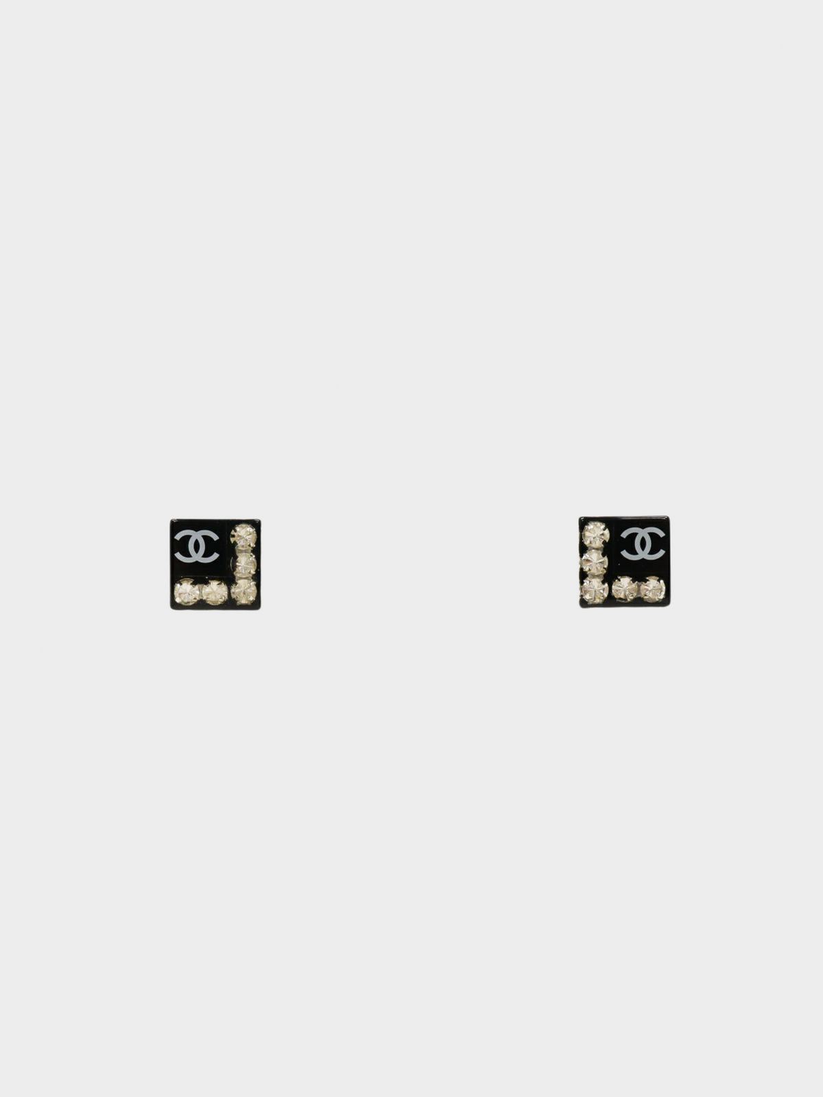 Chanel 2005 Black Coco Sqaure Earrings