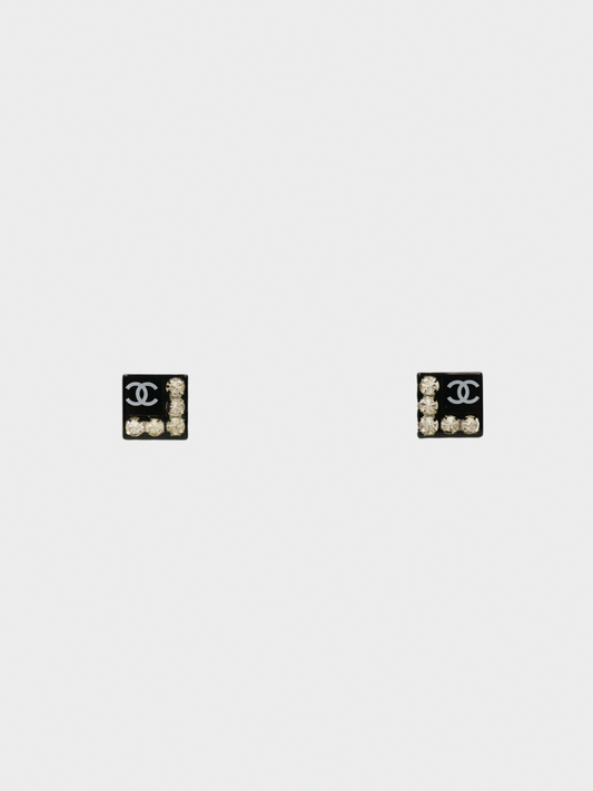 Chanel 2005 Black Coco Sqaure Earrings