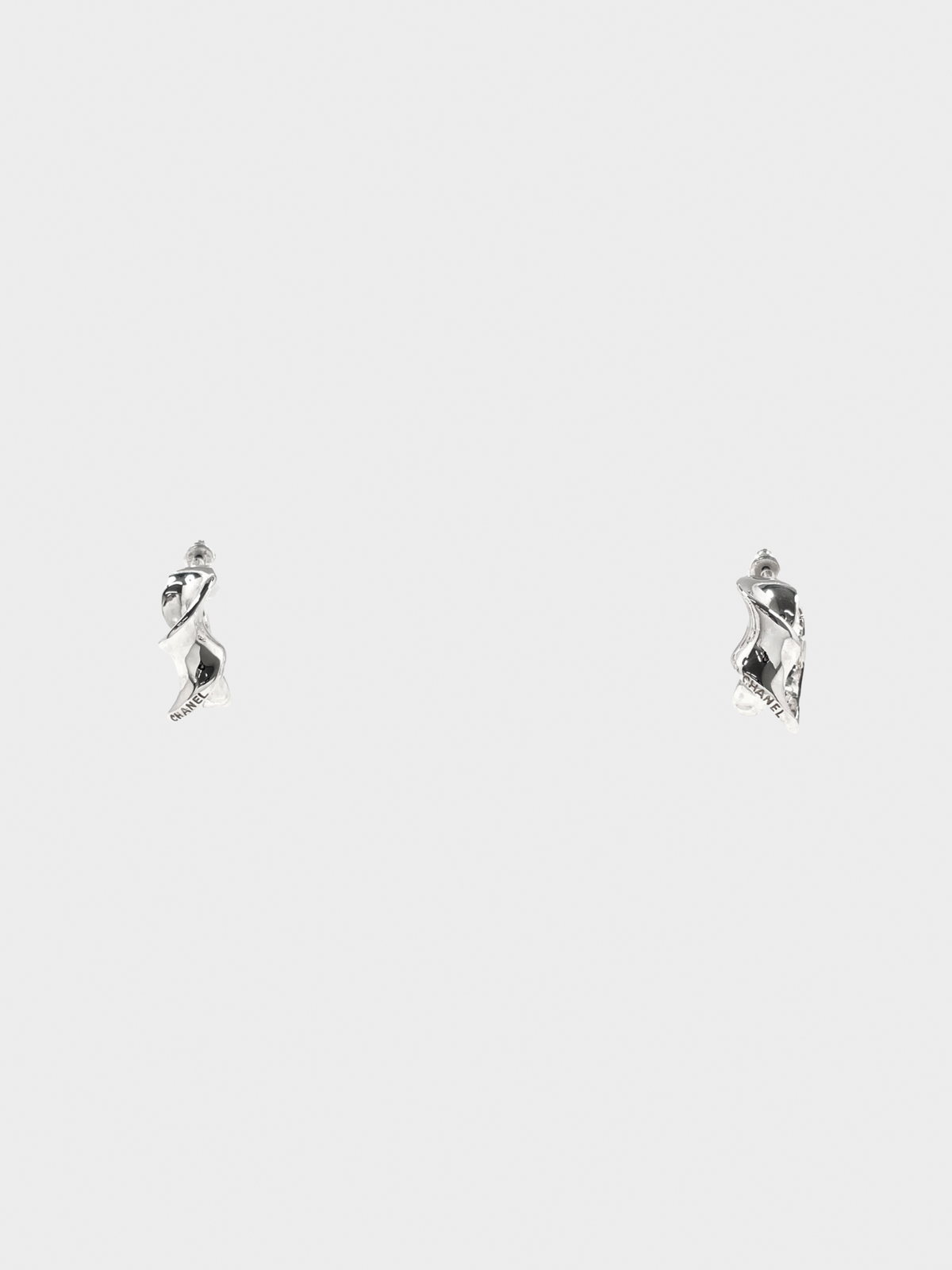 Chanel 2000s Silver Twisted Earrings