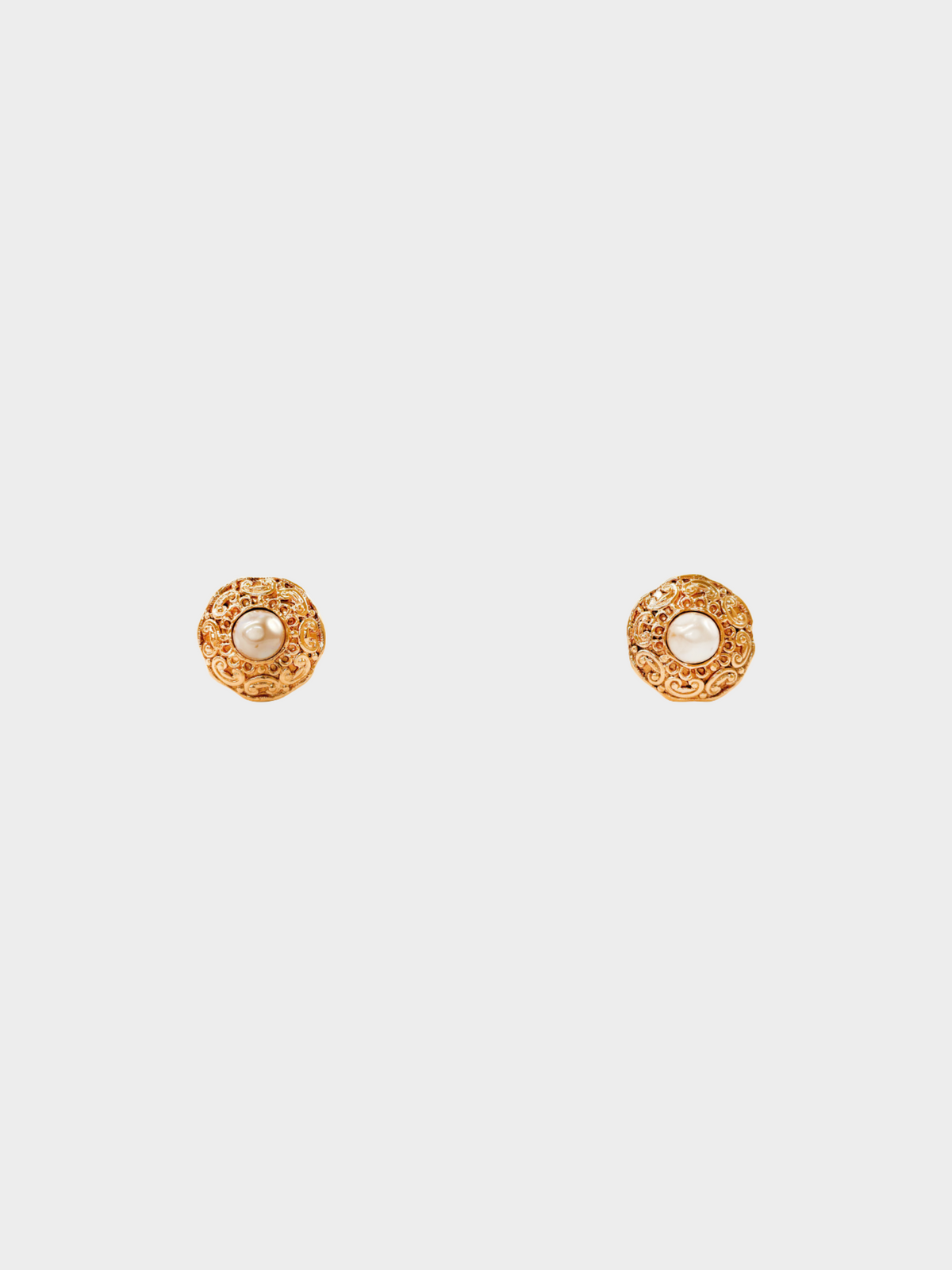 Chanel 1980s Gold Plated Fake Pearl Clip-on Earrings