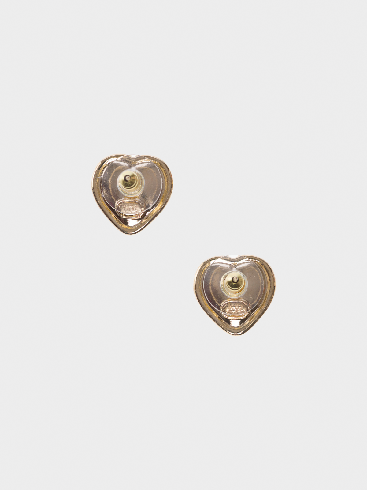Chanel Spring 2021 Gold Embellished CC Heart Earrings