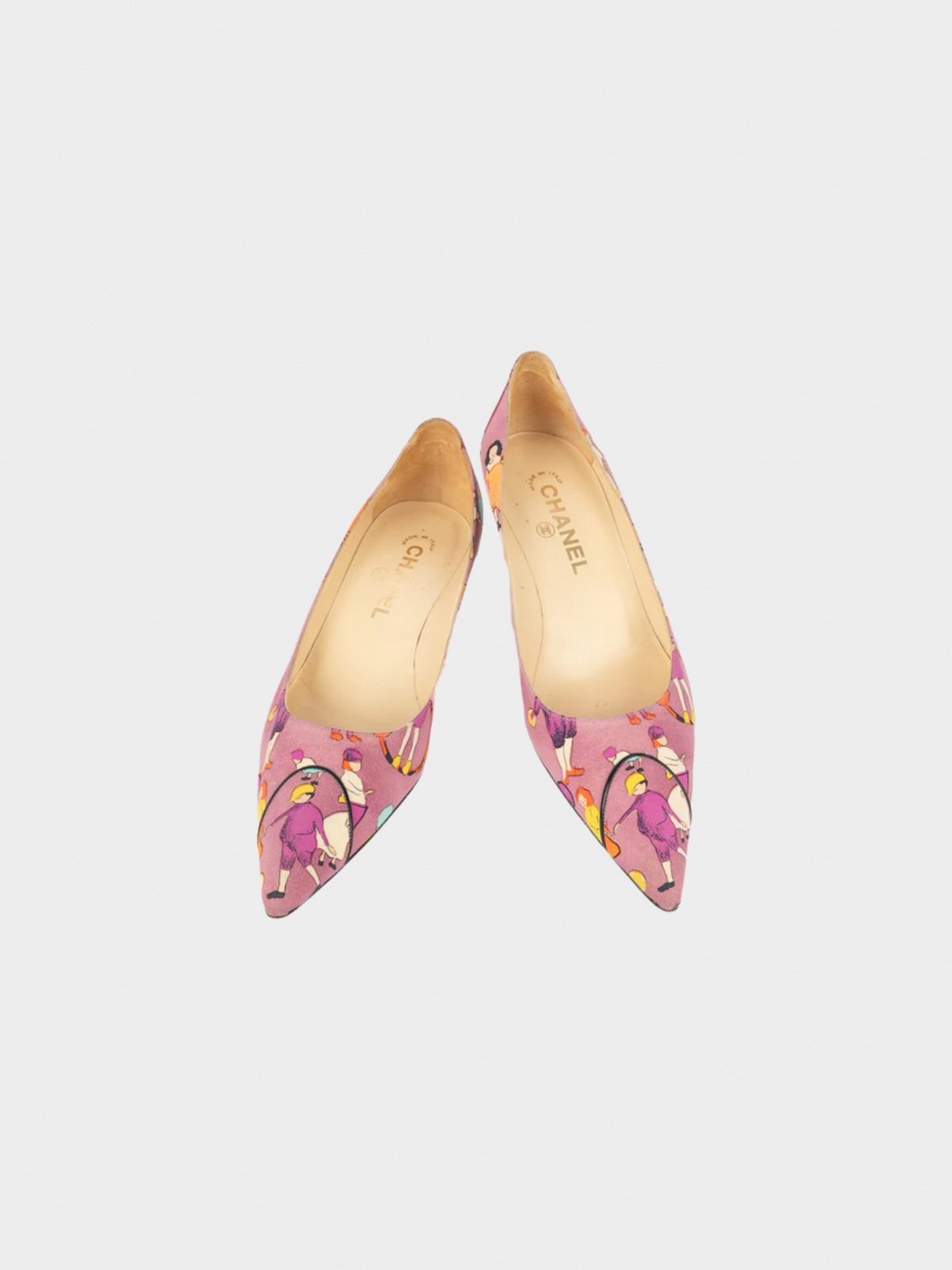 Chanel 2000s Pink Printed Canvas Pumps