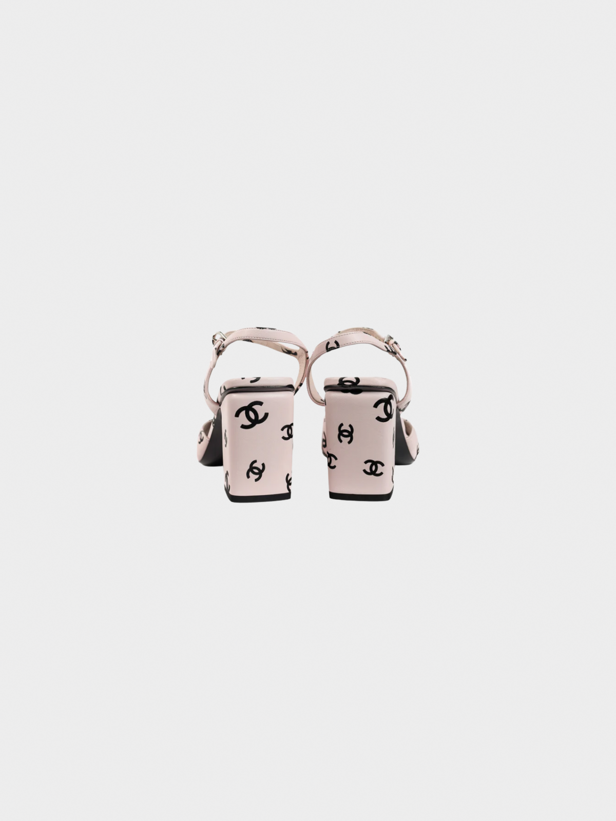 Chanel Summer 2022 Light Pink CC-Print Leather Sandals