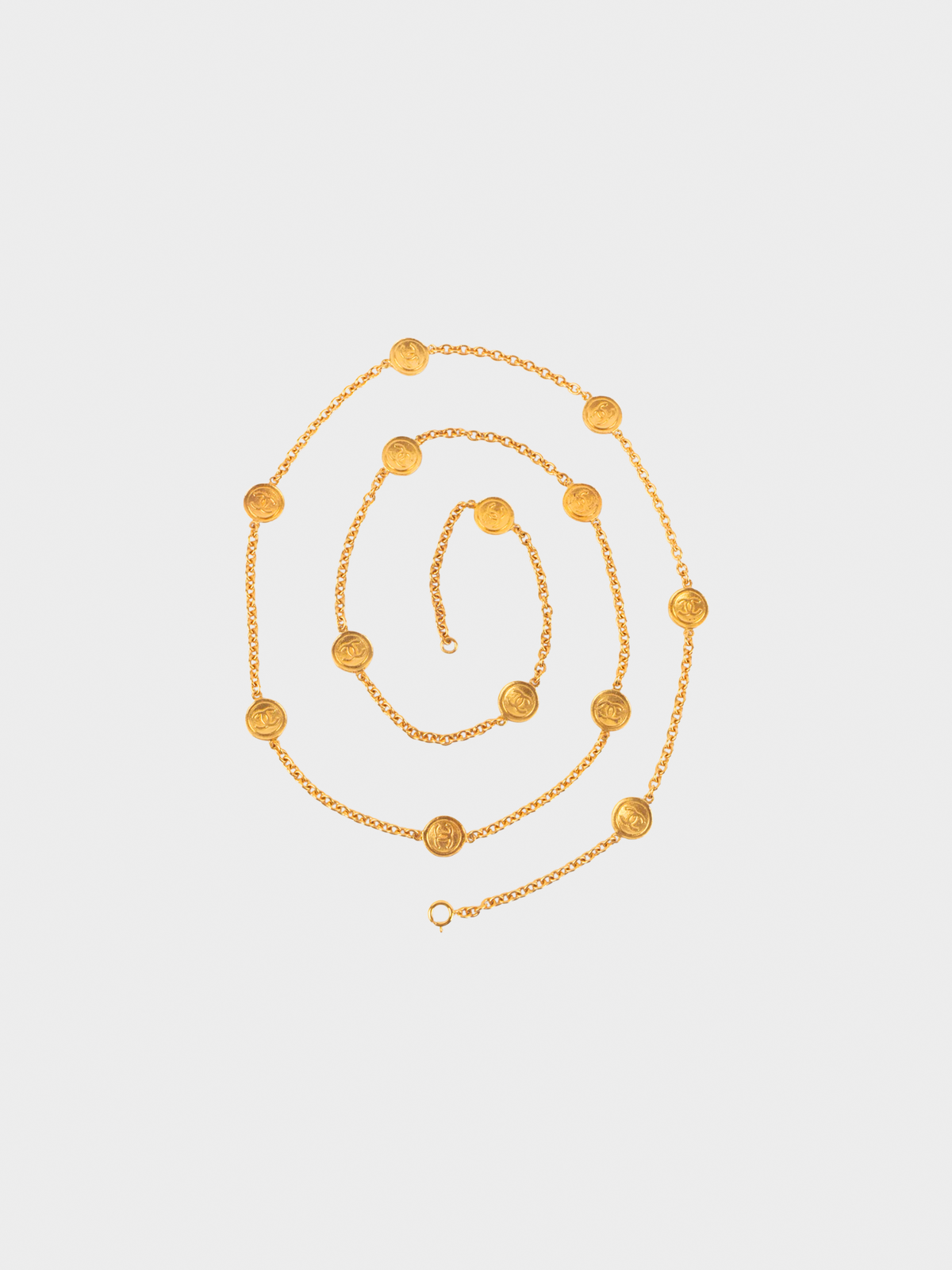 Chanel 1990s Long Gold CC Chain Necklace