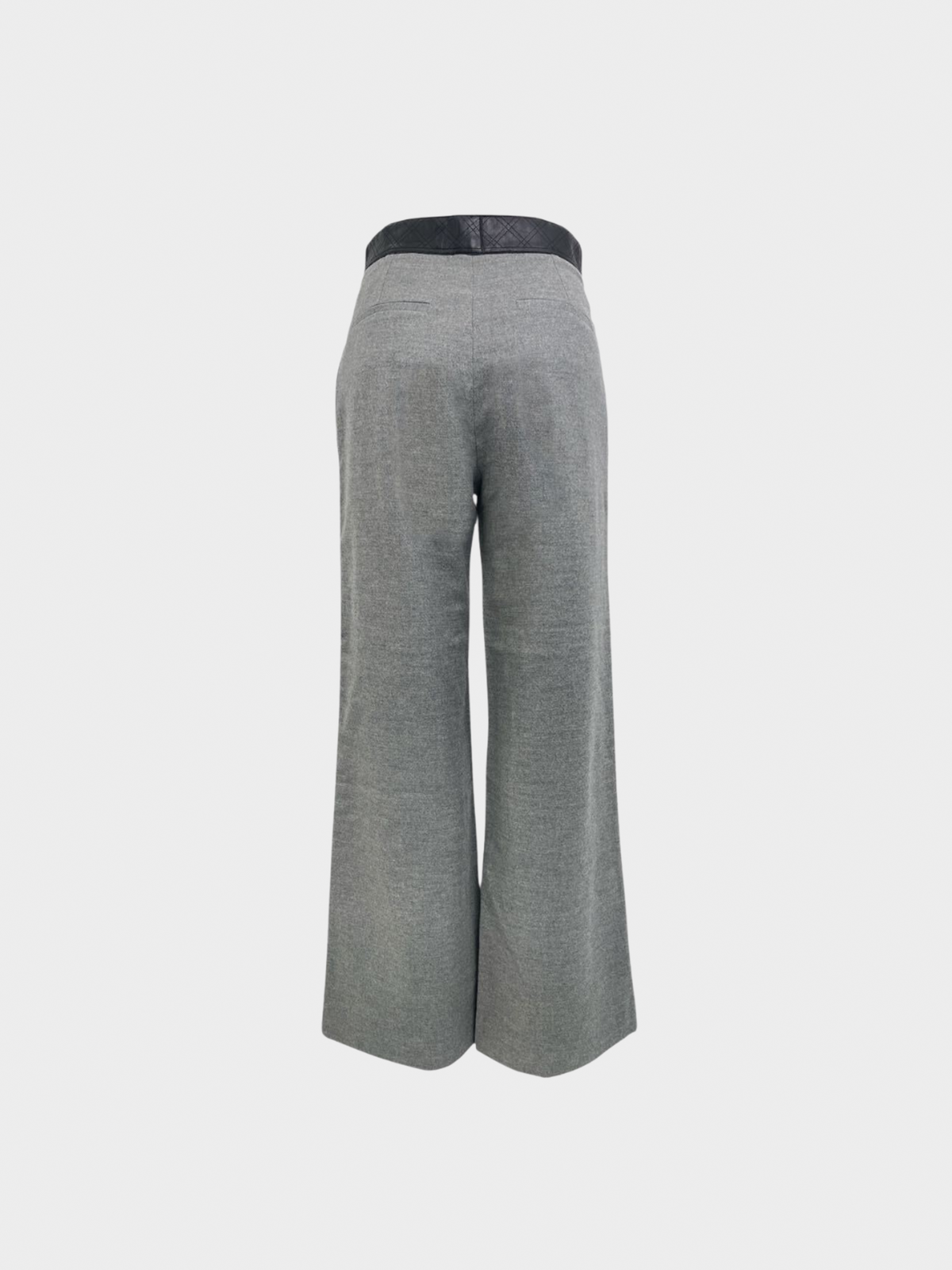 Chanel 2010s Grey Wool and Black Leather 2.55 Trousers