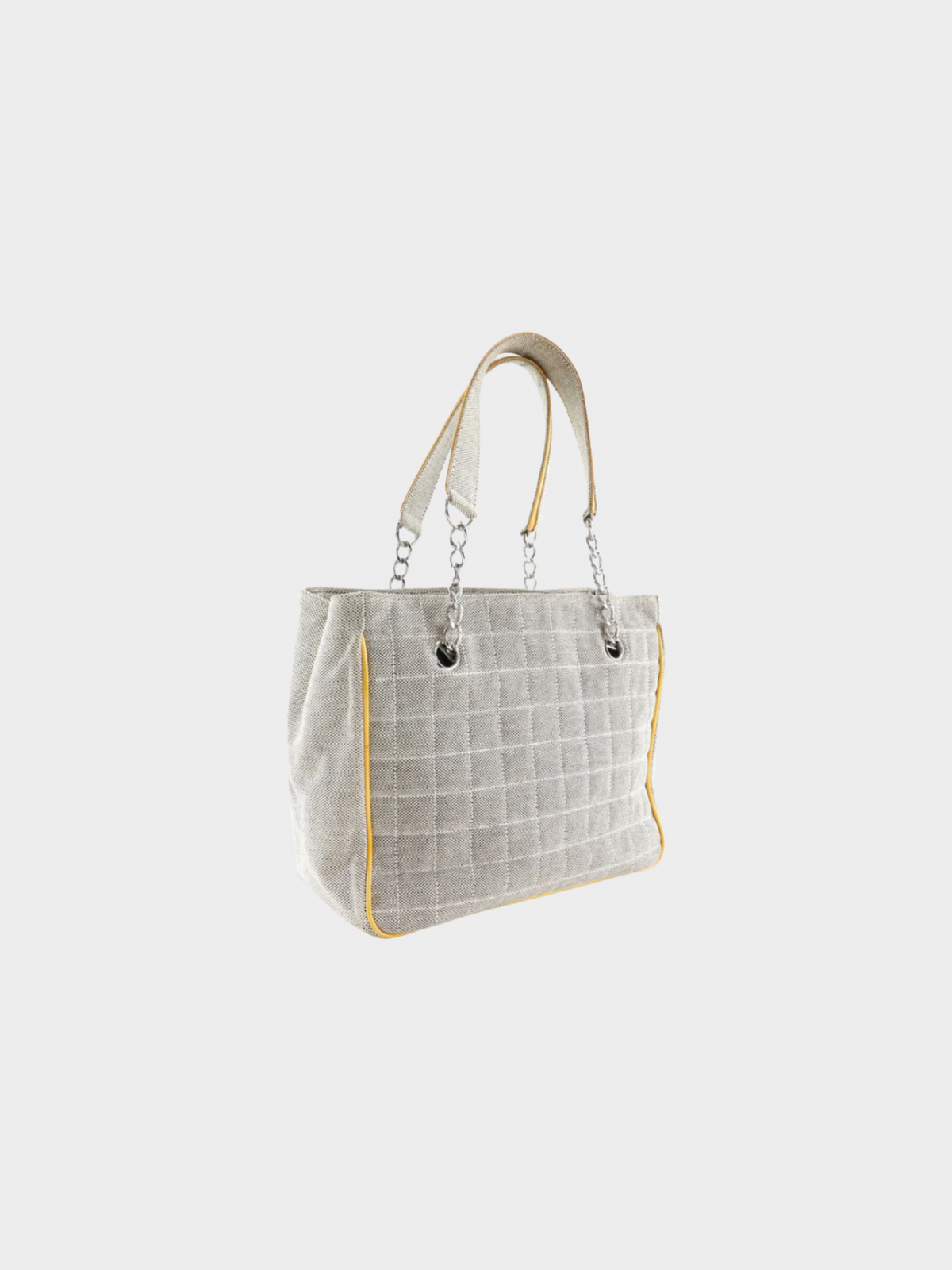 Chanel 2005-2006 Grey Camellia No. 5 Choco Bar Canvas Tote Bag
