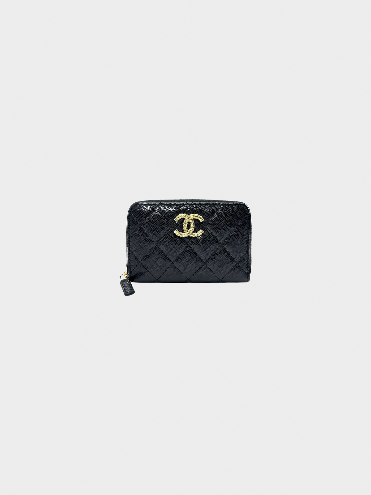 Chanel 2000s Black Lambskin Quilted Zip Coin Purse