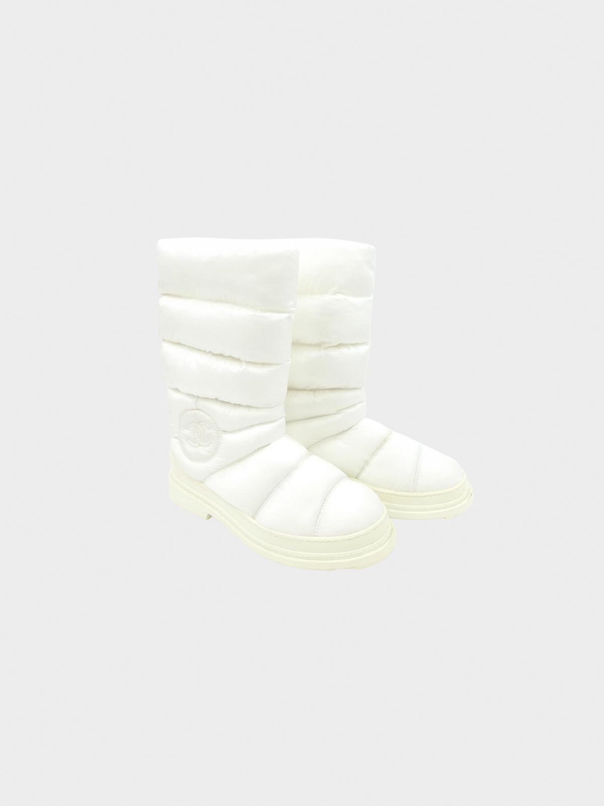 Chanel 2000s White Nylon Puffer Boots