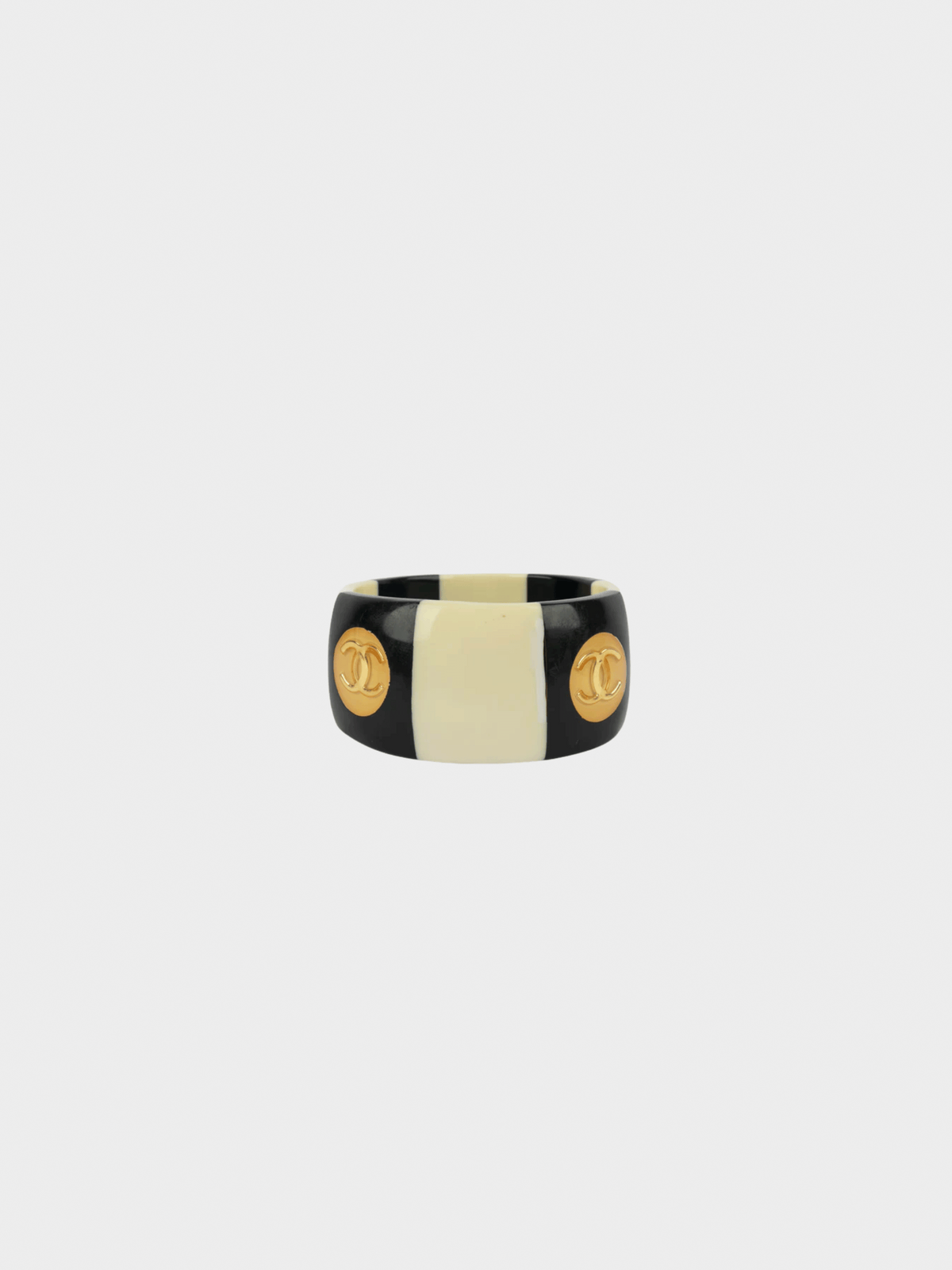 Chanel SS 1996 Black and White Bakelite Cuff Bracelet