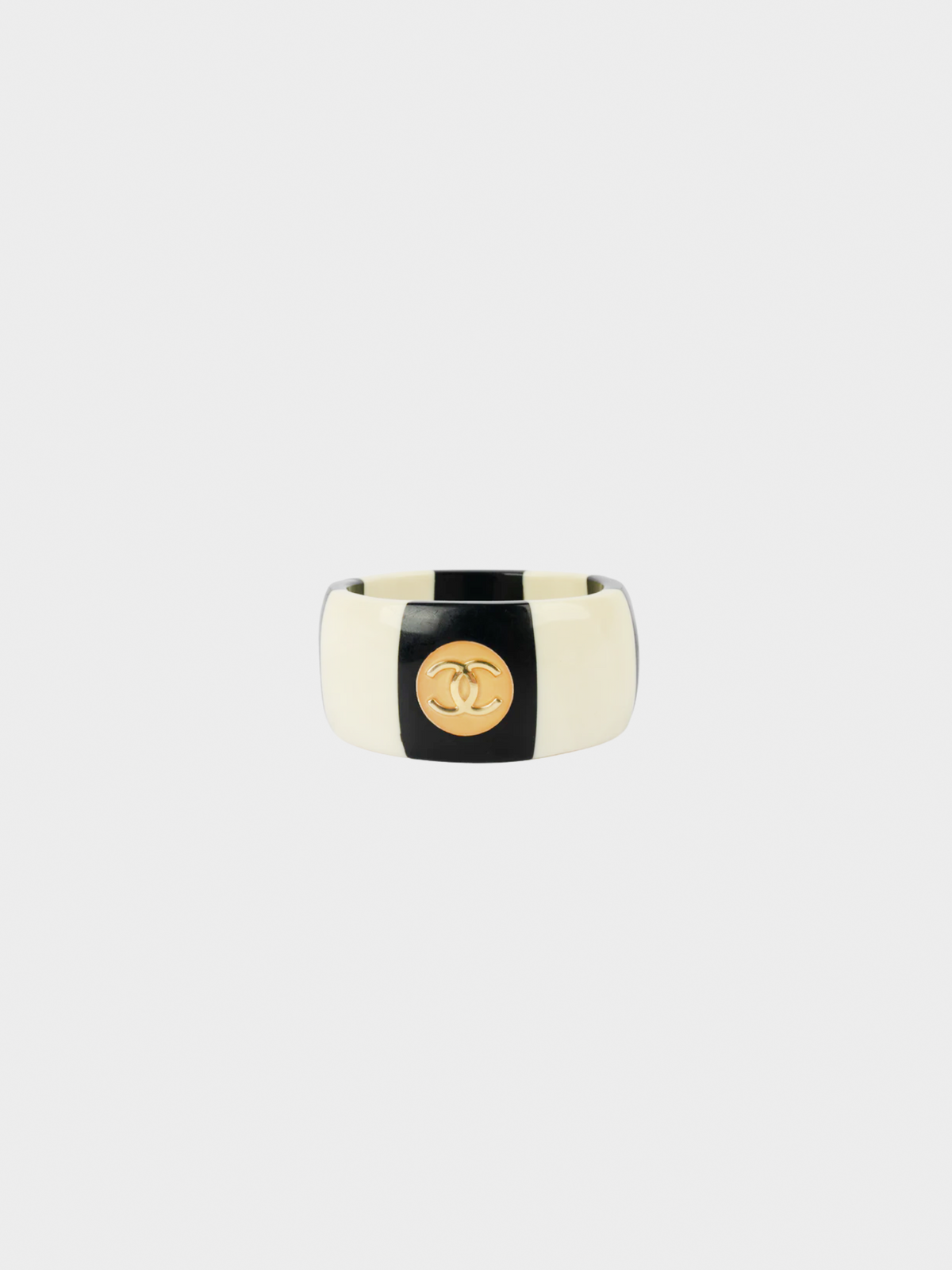 Chanel SS 1996 Black and White Bakelite Cuff Bracelet