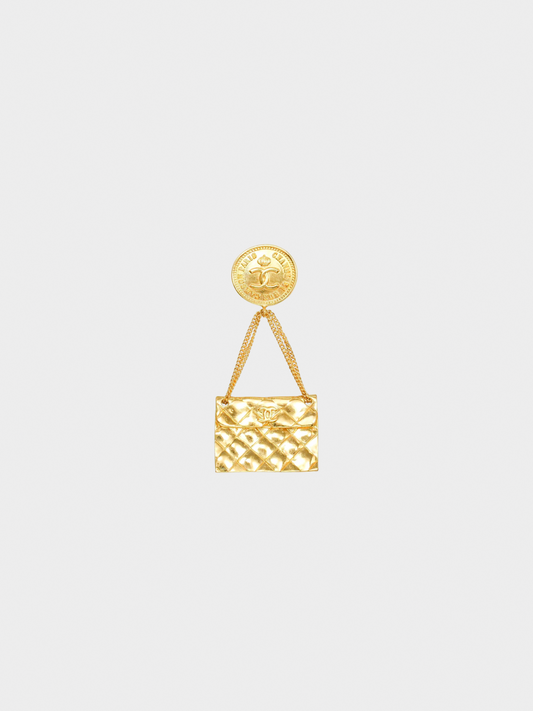 Chanel 1993 Gold Plated Handbag Brooch