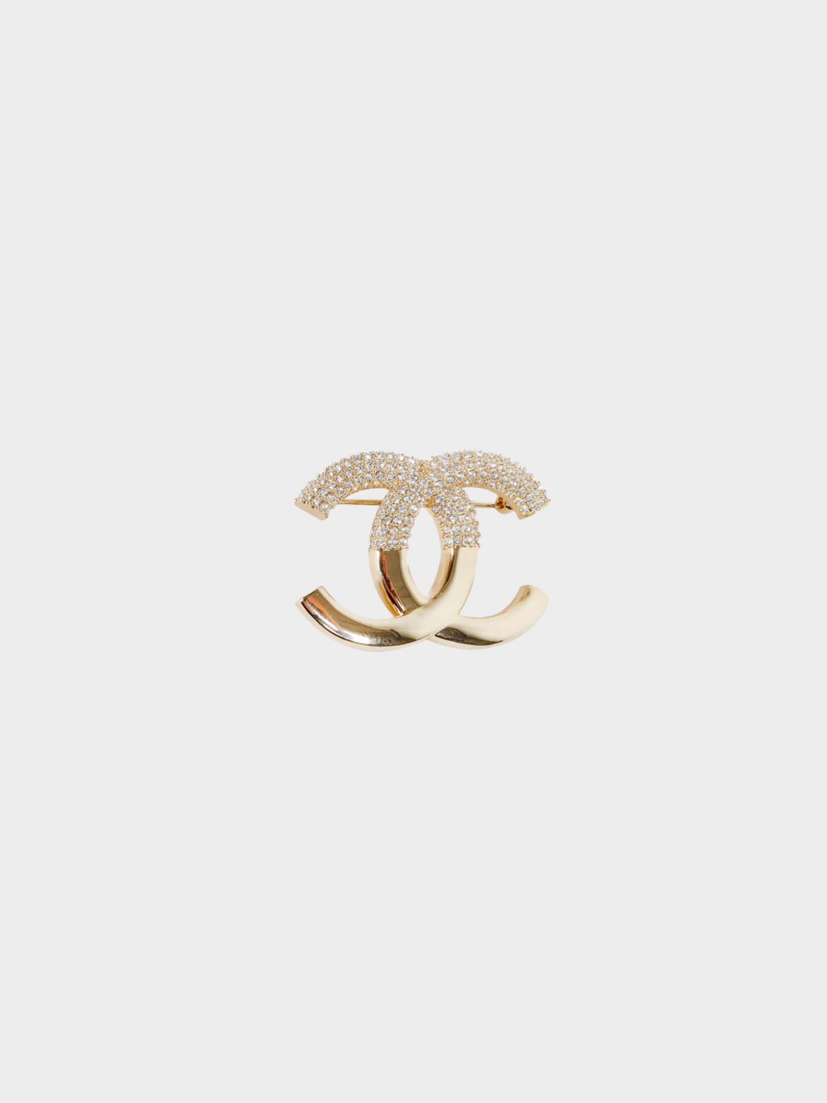 Chanel 2023 CC Champagne Gold Crystal Brooch