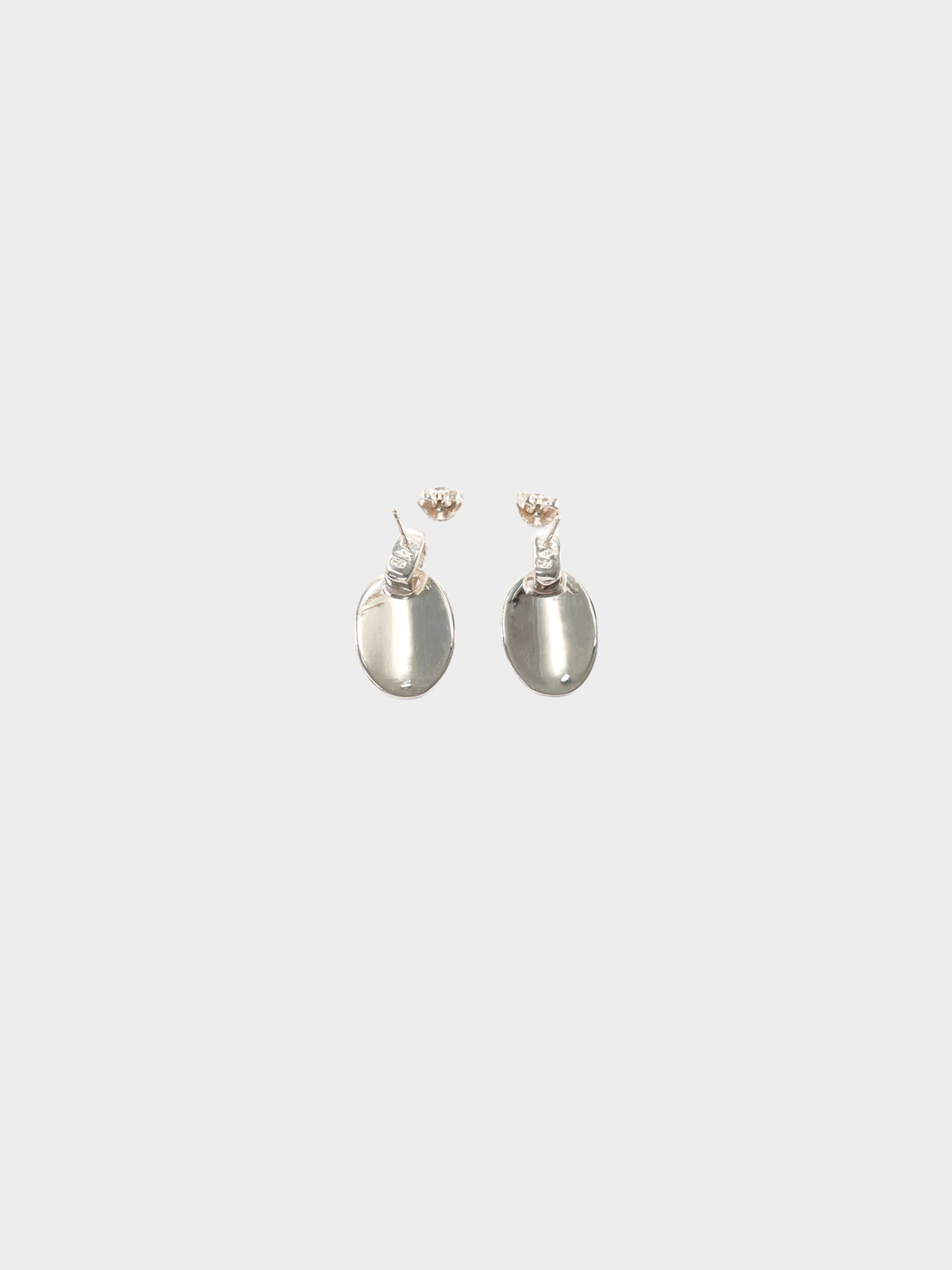 Chanel 2000s Silver Oval Drop Earrings