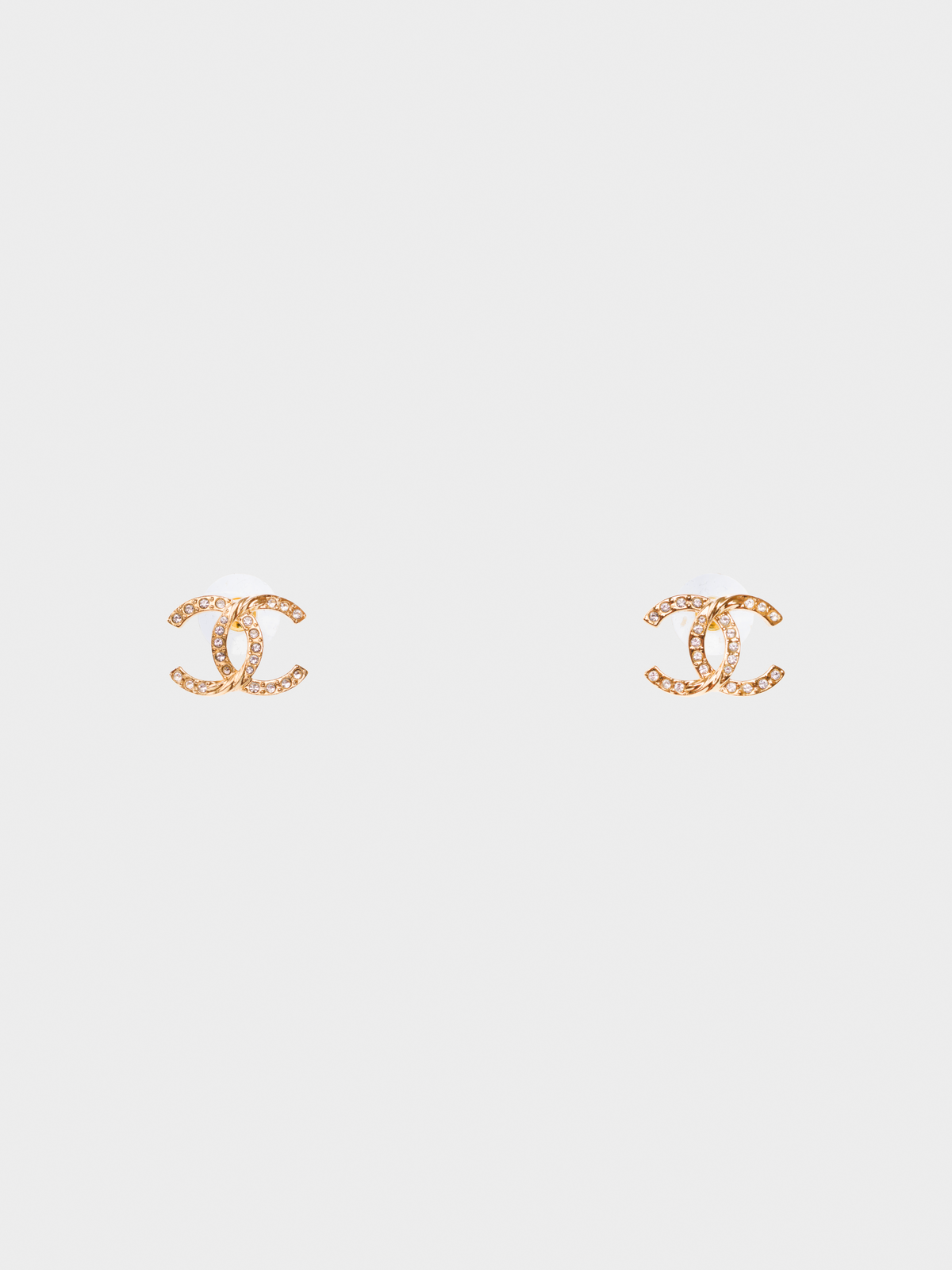 Chanel 2010s Gold Rhinestoned CC Earrings