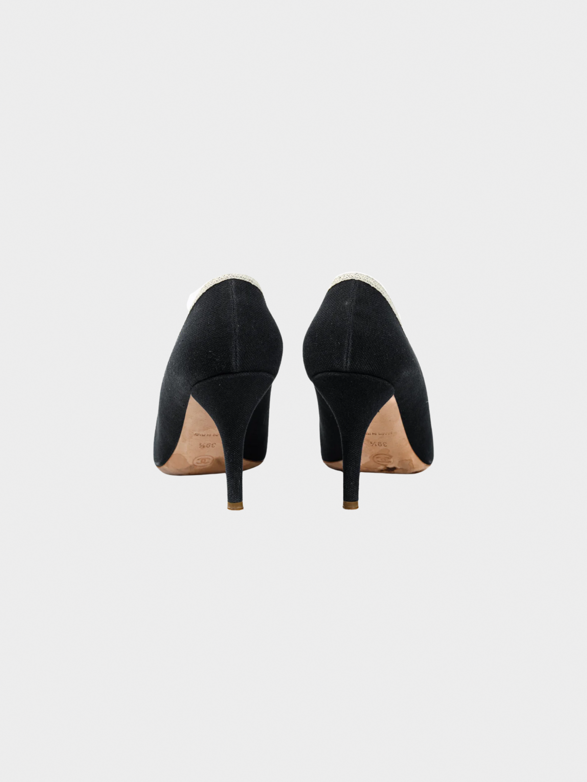 Chanel Printemps 2006 Black Canvas Camellia-Rosette Pumps