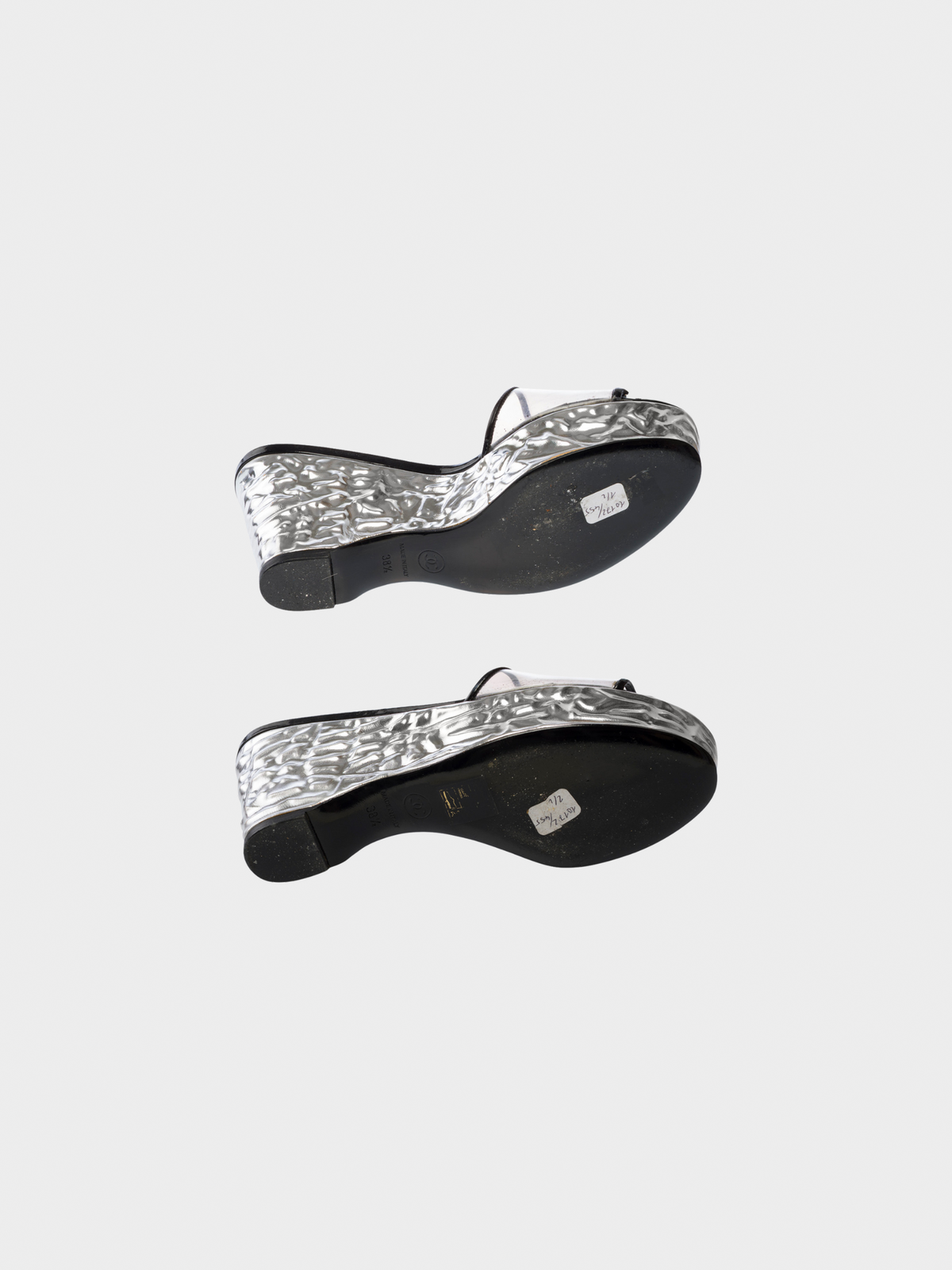 Chanel Cruise 2007 Clear Vinyl Silver Wedge Sandals