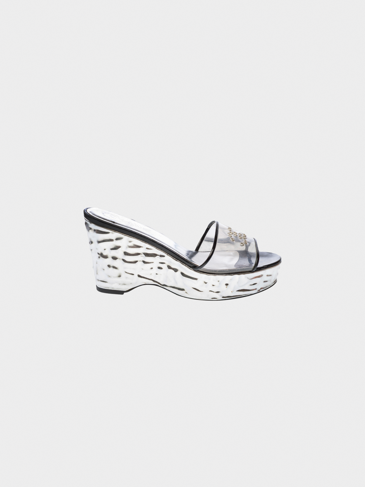Chanel Cruise 2007 Clear Vinyl Silver Wedge Sandals