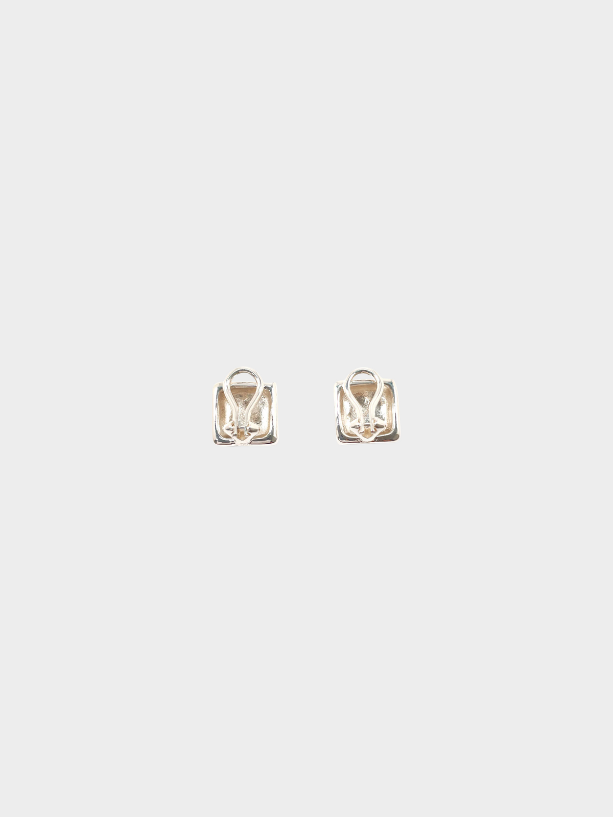Chanel 1990s Silver Square Clover Clip-On Earrings