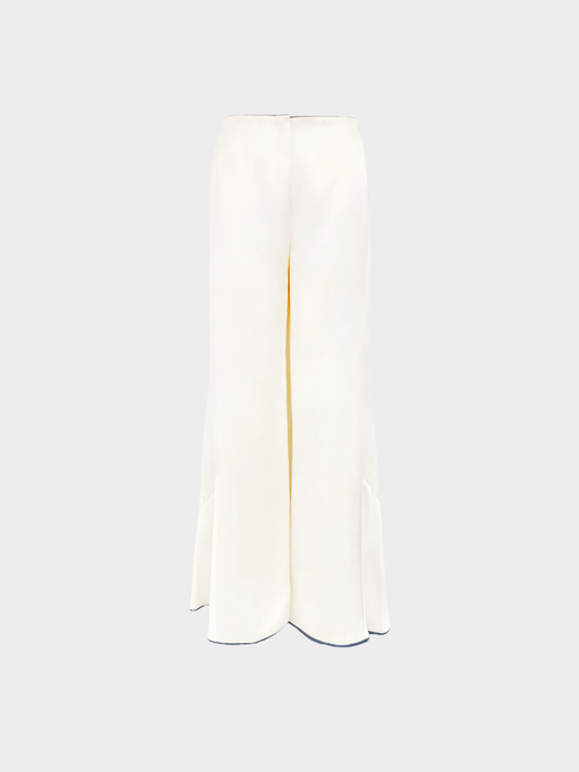 Chanel 2000s Cream Coco Mark Silk Trousers