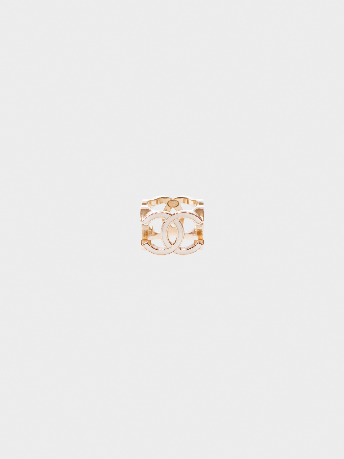 Chanel 2023 White and Gold CC Boxy Ring