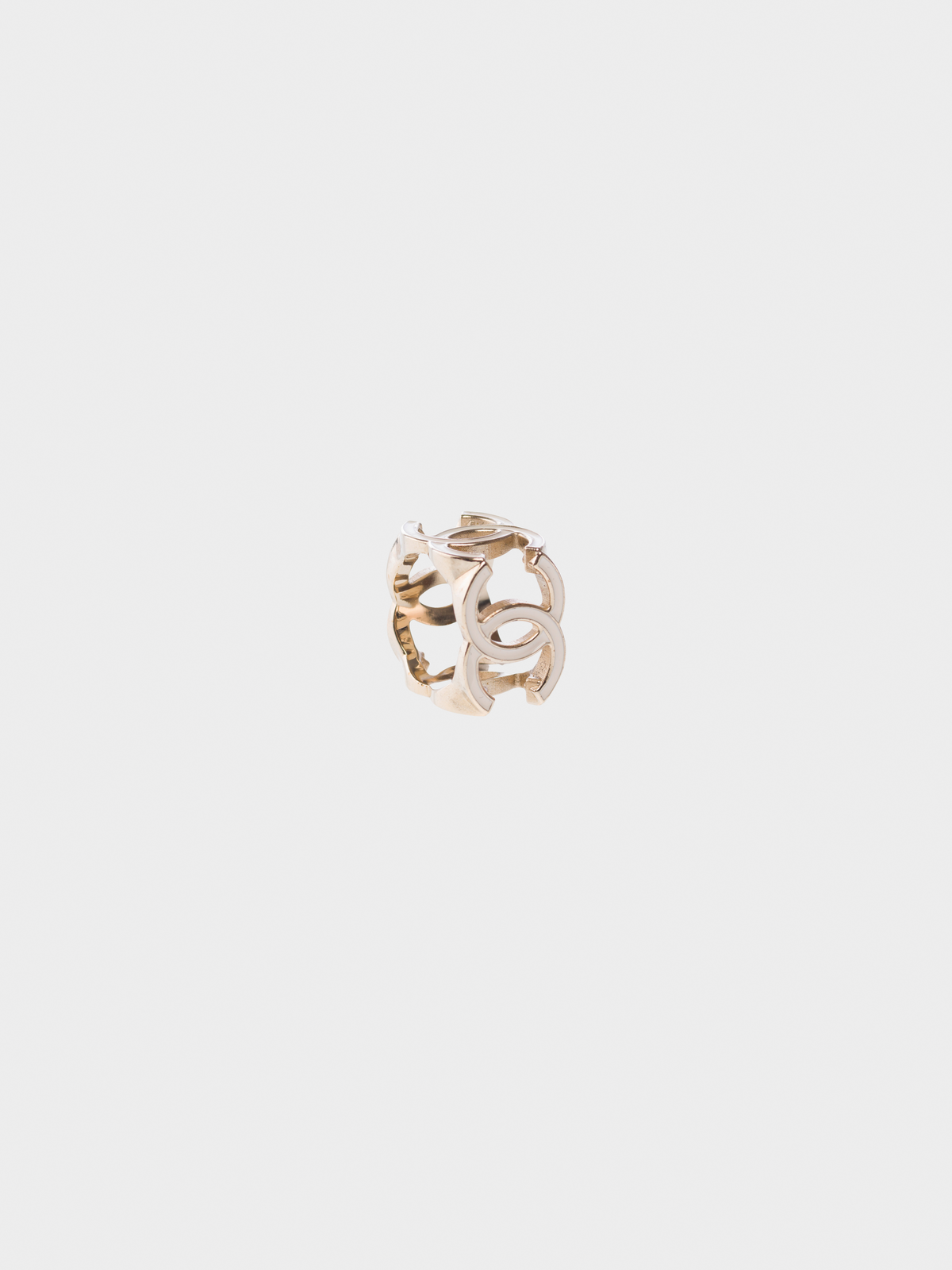 Chanel 2023 White and Gold CC Boxy Ring