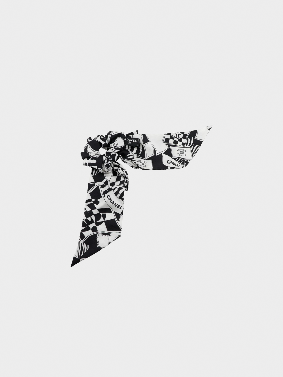Chanel 2010s Black and White Ribbon Scrunchie