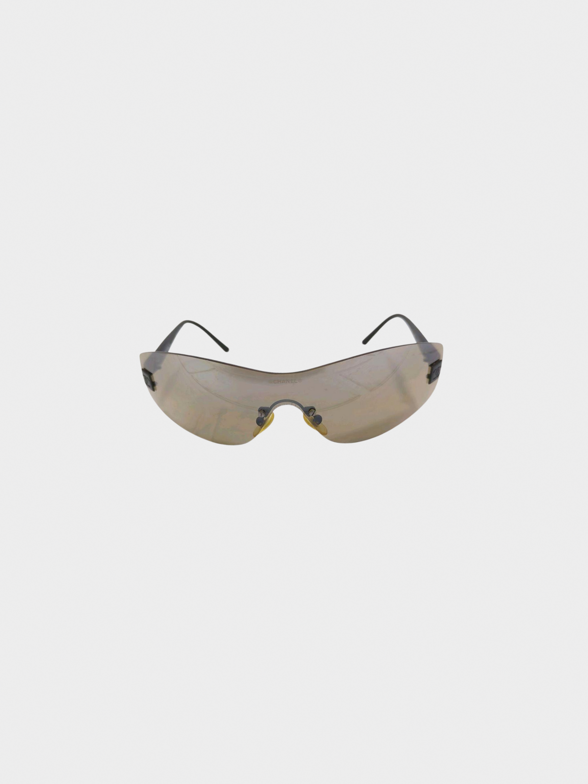Chanel 2000s Brown Shield Rimless Sunglasses