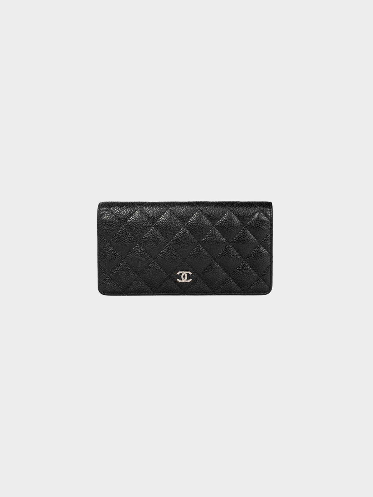 Chanel 2014 Black Caviar Leather Quilted L-Yen Wallet