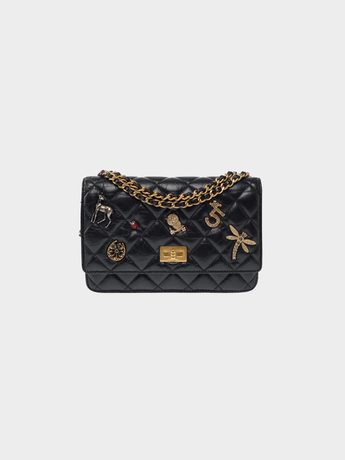 Chanel 2017 Black Lucky Charms Wallet-On-Chain Bag