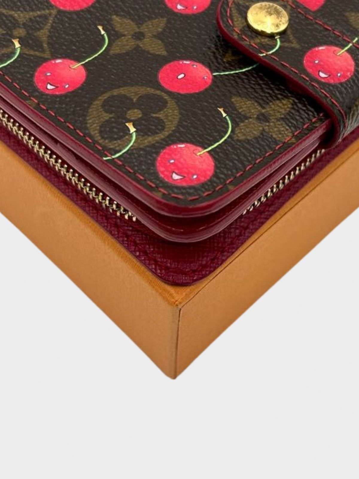 Louis Vuitton x Takashi Murakami 2005 Brown Cherry Print Monogram Bifold Wallet