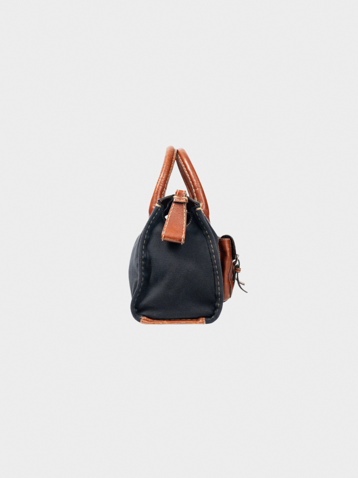 Chloé 2006 Edith Navy Canvas & Leather Trim Tote