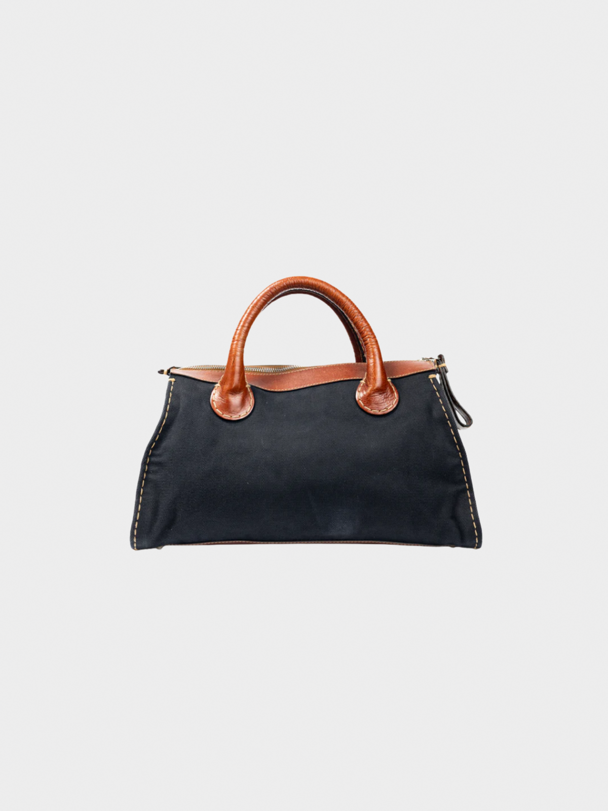 Chloé 2006 Edith Navy Canvas & Leather Trim Tote