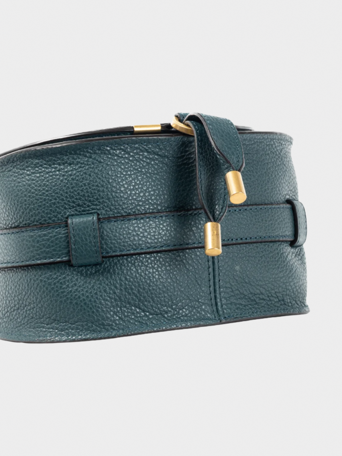 Chloe 2010s Marcie Small Steel Blue Grained Leather Crossbody