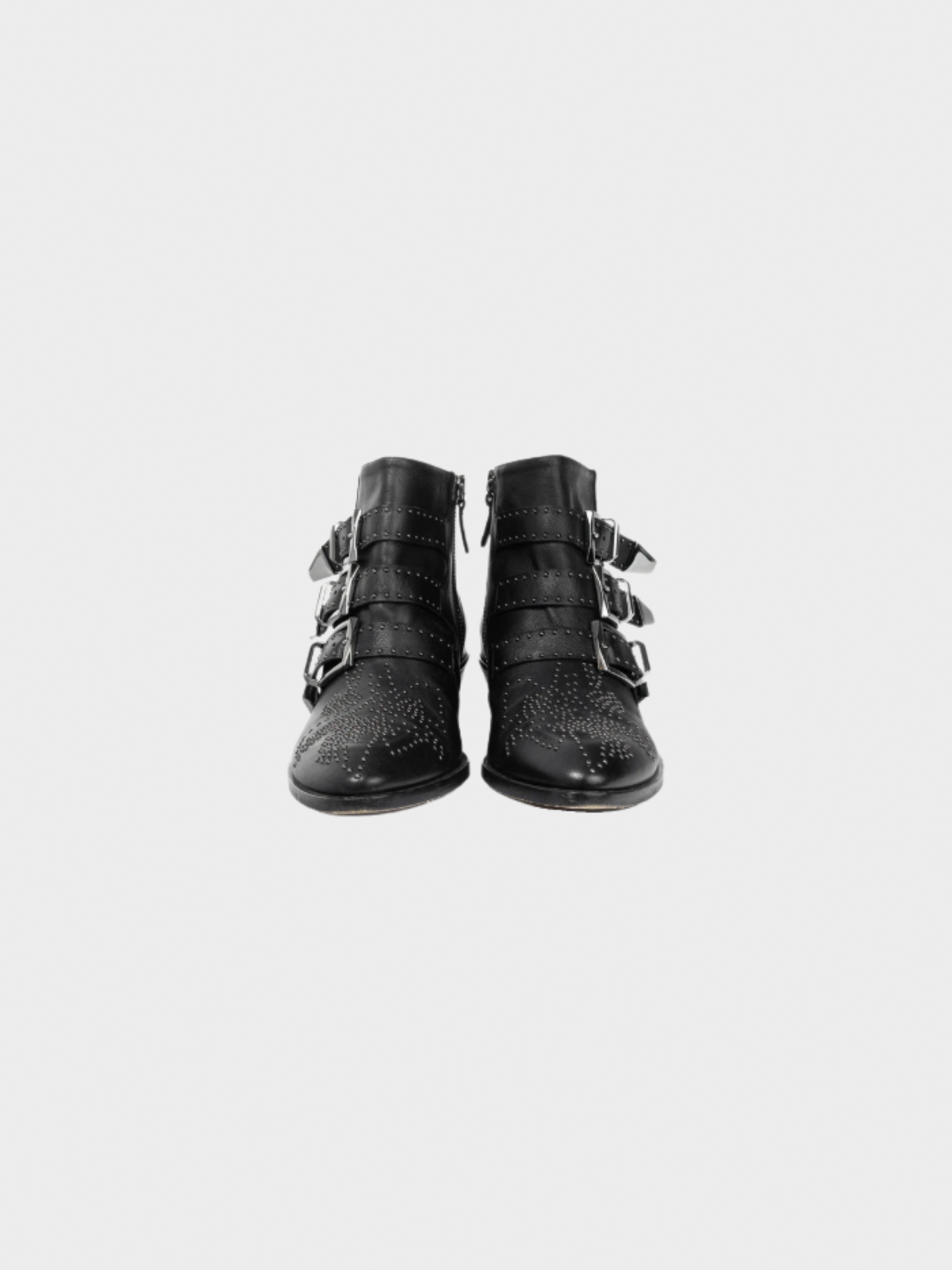 Chloe 2010s Susanna Black Studded Buckle Biker Ankle Boots